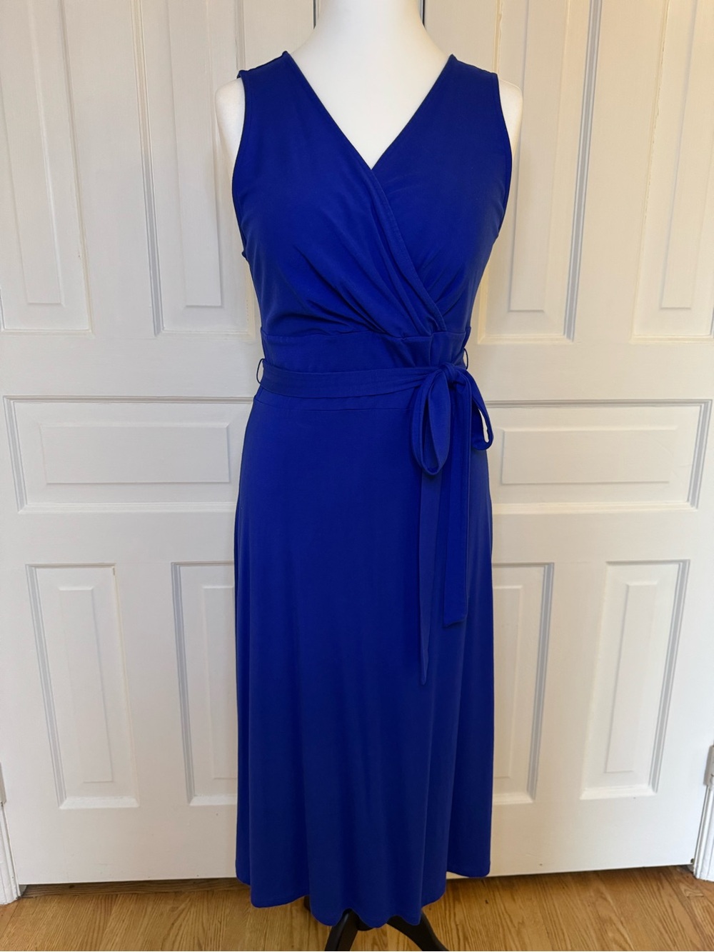 Talbots Cobalt Blue Sleeveless Wrap Maxi Dress